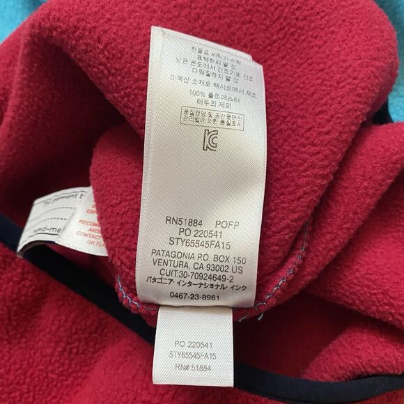 Patagonia Girl’s 10 M Synchilla Pullover T-Snap Fleece Blue Red Outdoor Hike Ski - Picture 12 of 16